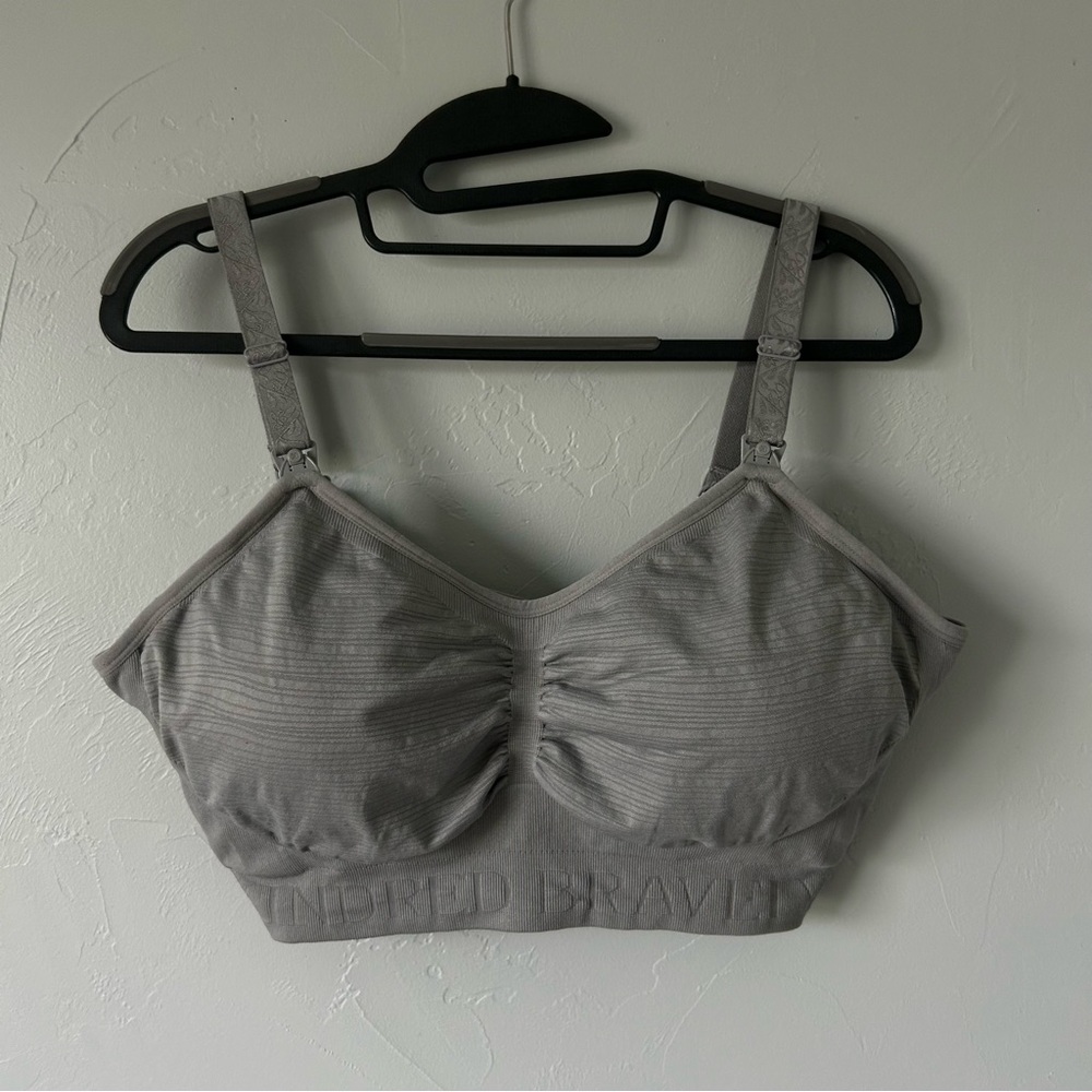 Kindred Bravely Sublime Hands-Free Pumping Nursing Bra Grey Large Busty E-H Cups